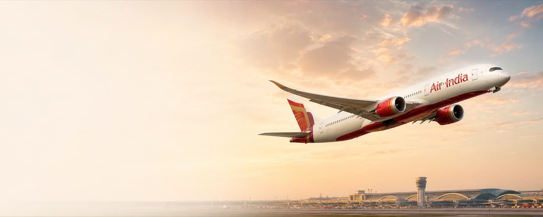 Air India aircraft above an airport for the Air India flight offers guide