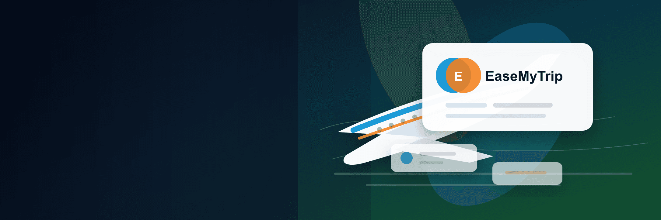 EaseMyTrip flight booking offers hero with brand logo and travel deal imagery