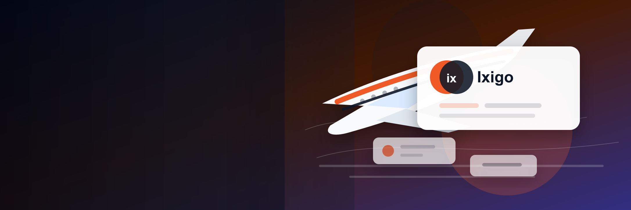 Ixigo flight booking offers hero with brand logo and travel deal imagery