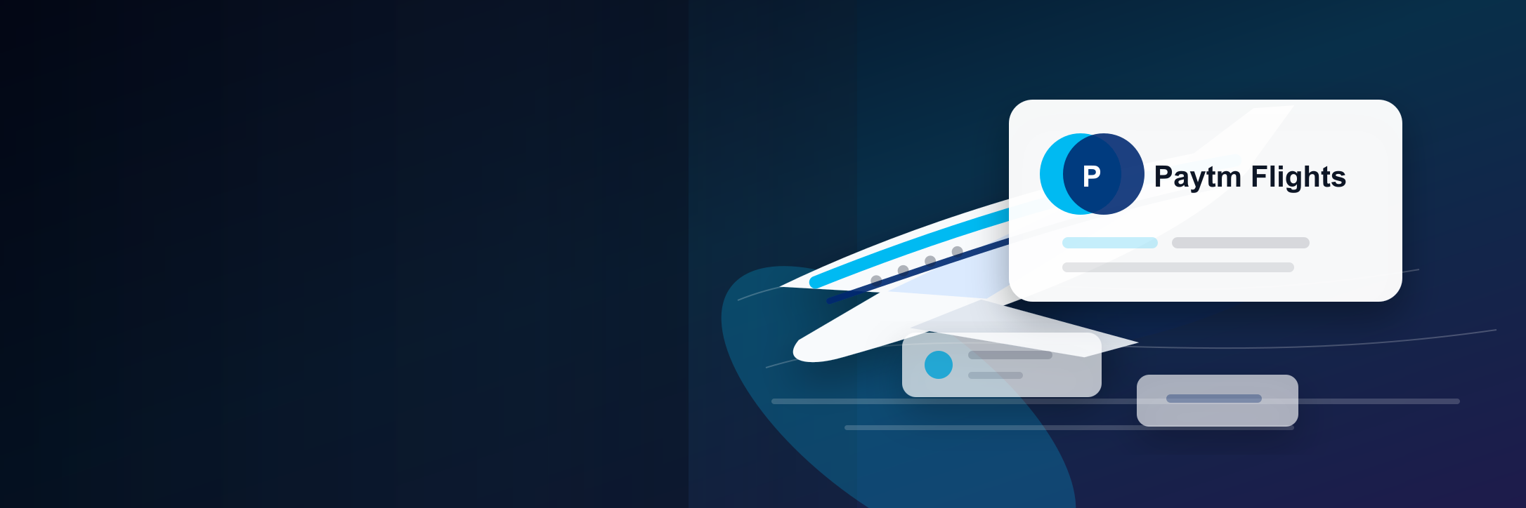 Paytm Flights flight booking offers hero with brand logo and travel deal imagery