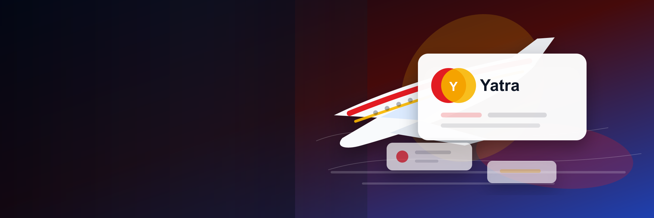 Yatra flight booking offers hero with brand logo and travel deal imagery
