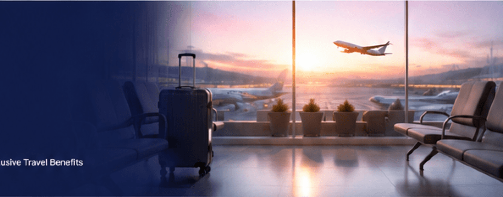 Airport lounge at sunset